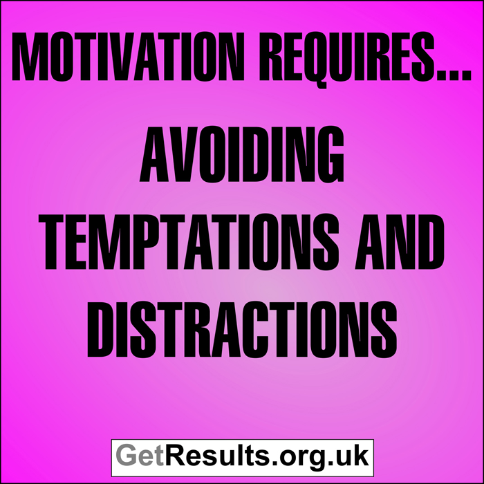 Get Results: Motivation requires...avoiding temptations and distractions
