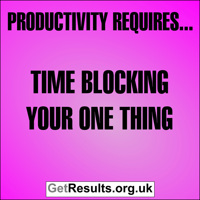 Get Results: Productivity requires time blocking your one thing