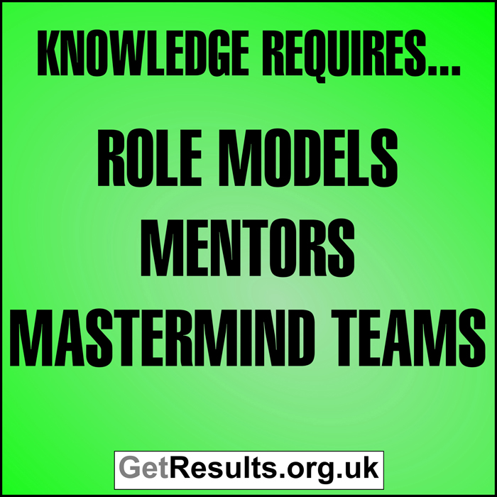 Get Results: Knowledge requires roles models mentors mastermind teams