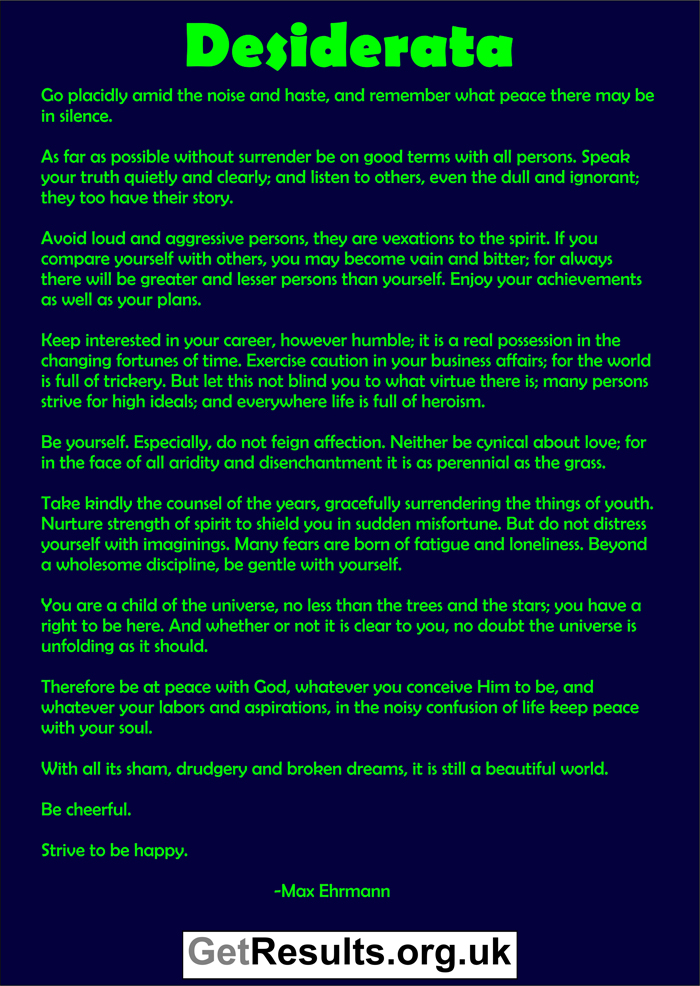 Get Results: Desiderata